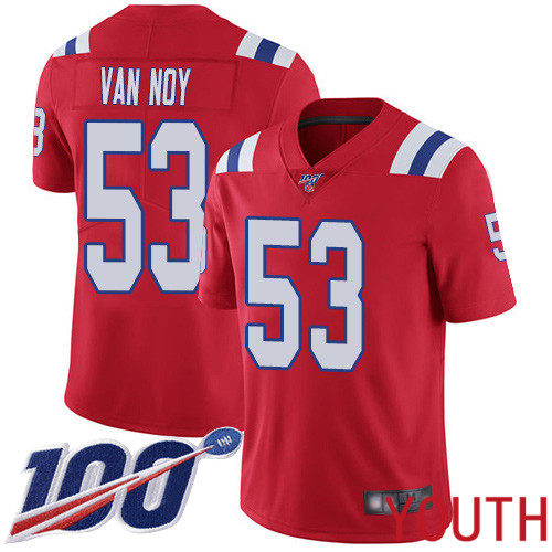 New England Patriots Football 53 Vapor Untouchable 100th Season Limited Red Youth Kyle Van Noy Alternate NFL Jersey